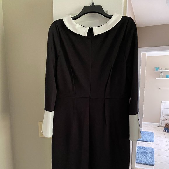 Black dress with white cuffs - SZ 16 runs small - Picture 3 of 3